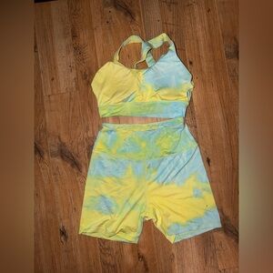 SHEIN Yellow and Blue Tie-Dye Active Set
